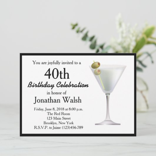 40thサプライズマルティニ誕生日招待状 招待状 (スタンド正面)