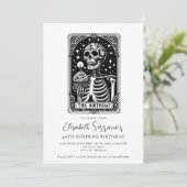 40thサプライズ誕生日パーティゴシックタロットブラック 招待状 (スタンド正面)