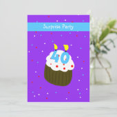 40thサプライズ誕生日パーティー招待カップケーキ 招待状 (スタンド正面)