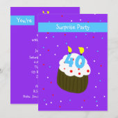 40thサプライズ誕生日パーティー招待カップケーキ 招待状 (正面/裏面)