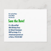 40thサプライズ誕生日日付を保存する青い緑1 案内ポストカード (裏面)