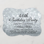 40thシルバーグリッターグラムバースデーパーティー招待状 招待状 (正面/裏面)
