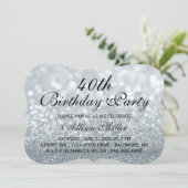 40thシルバーグリッターグラムバースデーパーティー招待状 招待状 (スタンド正面)