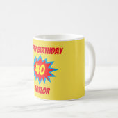 40thバースデーおもしろいスーパーヒーローテーマ コーヒーマグカップ (正面右)