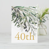 40thバースデーイタリアン金ゴールドオリーブブランチエレガント 招待状 (スタンド正面)