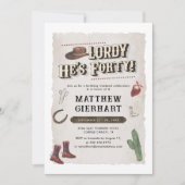 40thバースデーウィークエンドレトロカウボーイブーツパーティー 招待状 (正面)