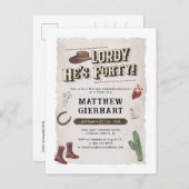 40thバースデーカウボーイロデオパーティーレトロ インビテーションポストカード (正面/裏面)