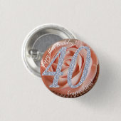 40thバースデーカップケーキ3 cmラウンドバッジ 缶バッジ (正面&裏面)