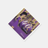 40thバースデーガールカクテルパーティーおもしろい | パープル スタンダードカクテルナプキン (角)