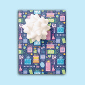 40thバースデーケーキプレゼントバルーン青 ラッピングペーパーシート