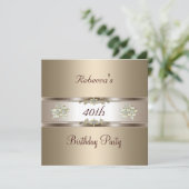 40thバースデーコーエレガントヒードクリームビーゲ招待状 招待状 (スタンド正面)