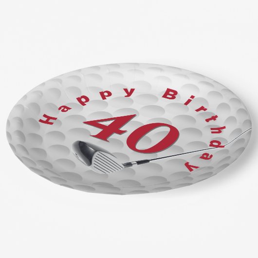 40thバースデーゴルフボールデザイン紙プレート ペーパープレート (アングル)
