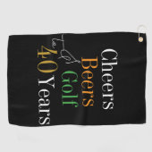 40thバースデーゴルフ応援とビーズブラックと金ゴールド ゴルフタオル (横)