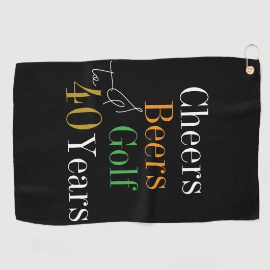 40thバースデーゴルフ応援とビーズブラックと金ゴールド ゴルフタオル (横)