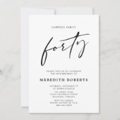 40thバースデーサプライズパーティーシックモダンスクリプト 招待状 (正面)