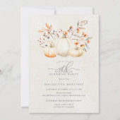 40thバースデーサプライズパーティーホワイトカボチャ秋 招待状 (正面)