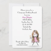 40thバースデーシャンパンブルンチスティックガール 招待状 (正面)