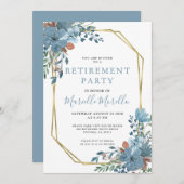 40thバースデーダスティーブルーフローラ招待状 招待状 (正面/裏面)