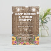 40thバースデーバーンドウッドメイソンジャー&サンフラワー 招待状 (スタンド正面)