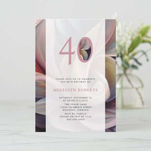40thバースデーパステル抽象芸術フローラパーティー 招待状 (スタンド正面)