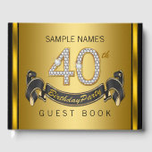 40thバースデーパーティーゲストブックブラック金ゴールド ゲストブック (正面)