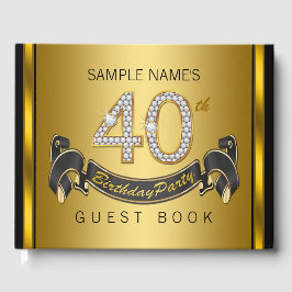 40thバースデーパーティーゲストブックブラック金ゴールド ゲストブック