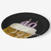 40thバースデービールオンブラック紙プレート ペーパープレート (アングル)