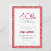 40thバースデーフェイクレッドグリッター 招待状 (正面)