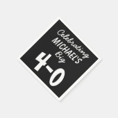 40thバースデーブラックパーソナライズされた紙ナプキンス スタンダードカクテルナプキン (角)