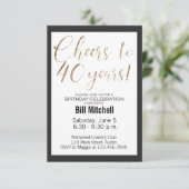 40thバースデーブラック金ゴールドグリッターモダン エレガント 招待状 (スタンド正面)