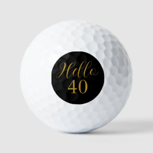 40thバースデーブラック金ゴールド誕生日 ゴルフボール