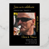 40thバースデーブラック金ゴールド 箔招待状 (正面)