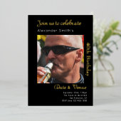 40thバースデーブラック金ゴールド 箔招待状 (立ち正面)