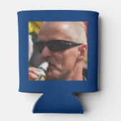 40thバースデーブルー金ゴールド写真テンプレート 缶クーラー (裏面)