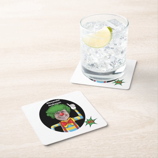 40thバースデーメンズニューおもしろいピエロ叙事詩 スクエアペーパーコースター (インサイチュ)