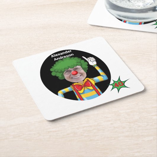 40thバースデーメンズニューおもしろいピエロ叙事詩 スクエアペーパーコースター (アングル)