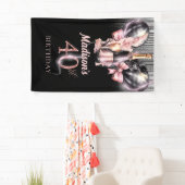 40thバースデーラグジュアリーバラワインパーティーサイン 横断幕 (インサイチュ)