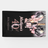 40thバースデーラグジュアリーバラワインパーティーサイン 横断幕 (横)