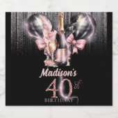 40thバースデーラグジュアリーバラワイン スパークリングワインラベル (シングルラベル)