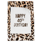 40thバースデーレオパード印刷 ミディアムペーパーバッグ (正面)