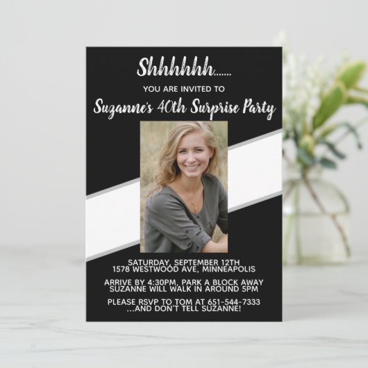 40thパーソナライズされたサプライズ誕生日パーティー招待状 招待状 (スタンド正面)