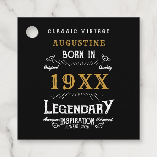 40thパーソナライズされたバースデースクエアステッカー フェイバータグ (正面)