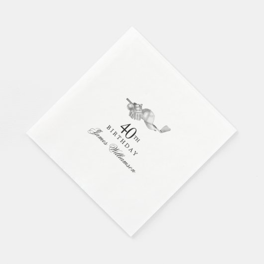 40thパーソナライズされたバースデーパーティーゴルフテーマ スタンダードランチョンナプキン (角)