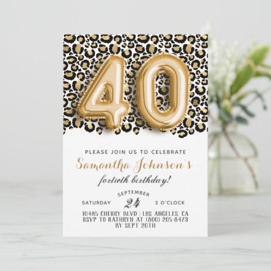 40thヒョウ素晴らしいグラム誕生日招待状 招待状 (スタンド正面)