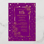 40thフローラカスタムバースデーパーティーグラムグリジー 箔招待状 (正面)