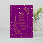 40thフローラカスタムバースデーパーティーグラムグリジー 箔招待状 (立ち正面)