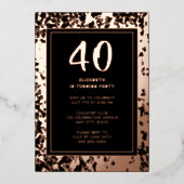 40thブラックバラ金ゴールド写真オンバックカスタムテンプレート 箔招待状 (正面)