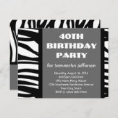 40thブラック+ホワイトゼブラの招待状 招待状 (正面/裏面)