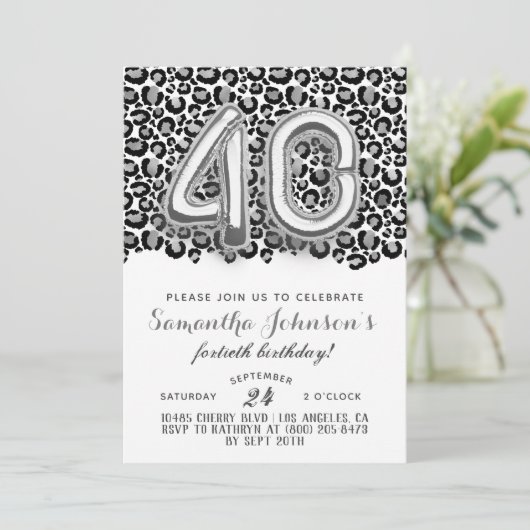 40thレオパードファブルグラム誕生日招待状 招待状 (スタンド正面)