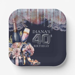 40th大人誕生日シャンパンヒール ペーパープレート